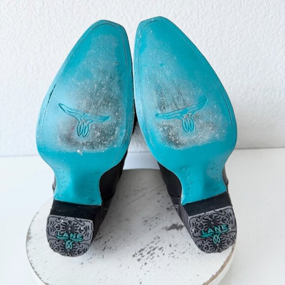 Lane COSSETTE Womens Cowboy Boots 9.5 Black Western Cowgirl Mid Calf Snip Toe - Picture 8 of 11